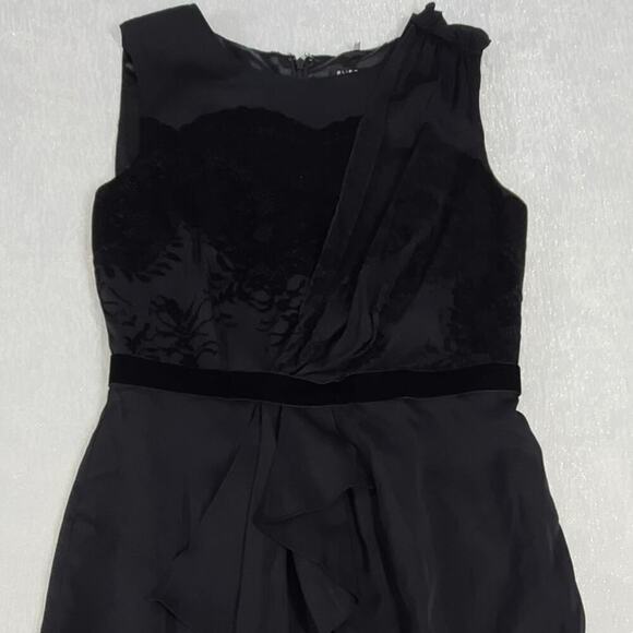 Elie Tahari Velvet burnout lace pattern black Whimsigoth Sheath Fairy grunge - Picture 5 of 5